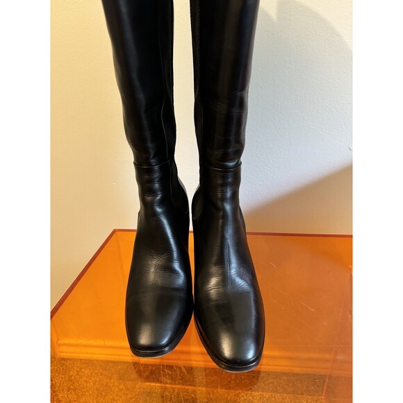 Hobbs London Milton Elastic Side Long Boot Knee-High Heeled Boot Black Leather - Picture 5 of 11